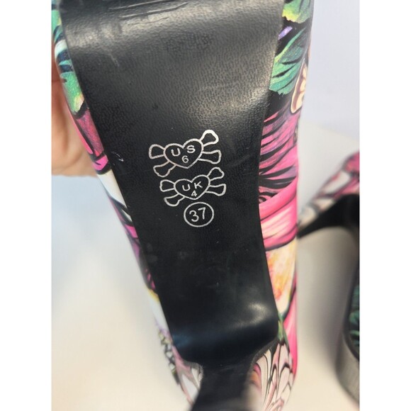 Iron Fist Funky Unique Skulls & Spiders US Sz 6 Platform 4" High Heels Statement - Picture 10 of 13